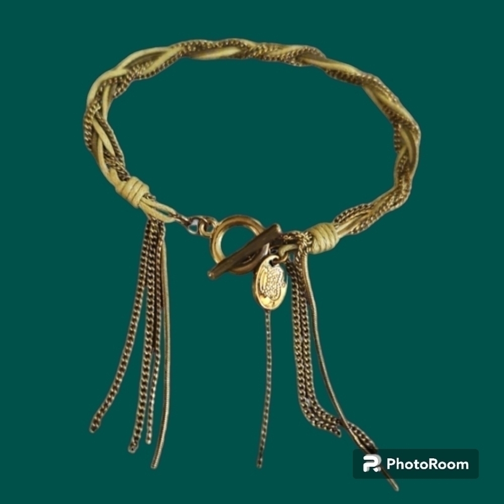 3/$30 PREMIER DESIGNS Western Tan Braided Chain Toggle Bracelet